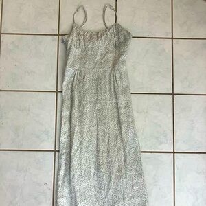 cream and light blue/green maxi dress